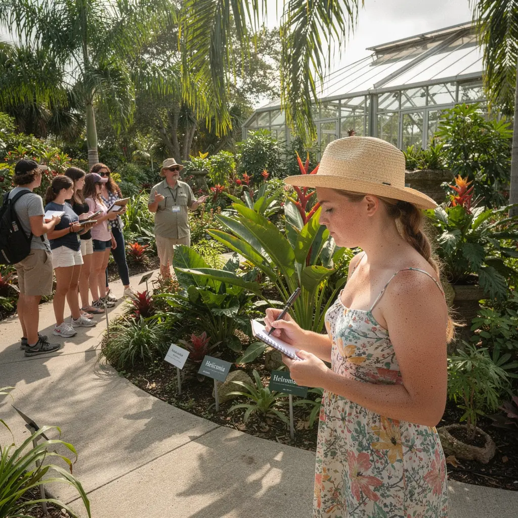 Сбор растений в ботаническом саду с разнообразием цветов и текстур.