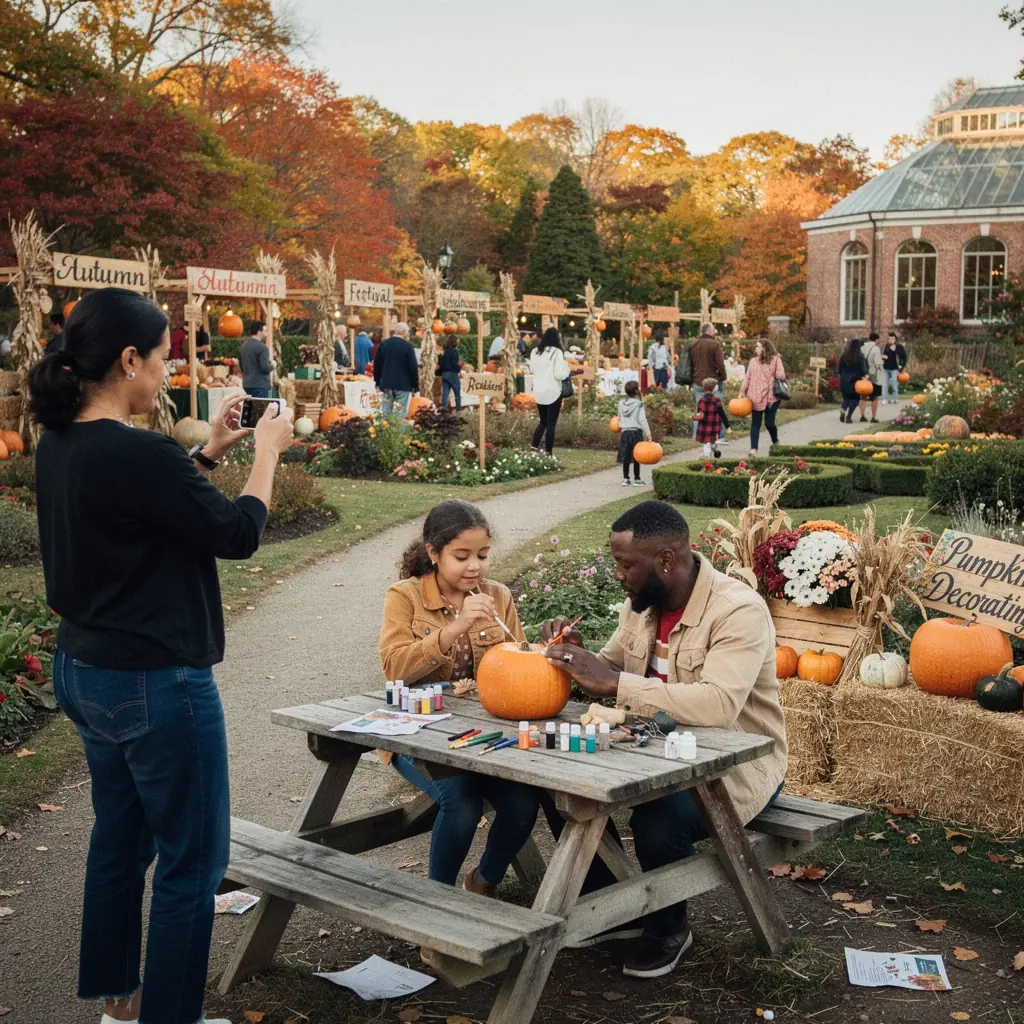 Сад с разнообразными цветами и зелеными растениями, демонстрирующий красоту ботанических садов США.